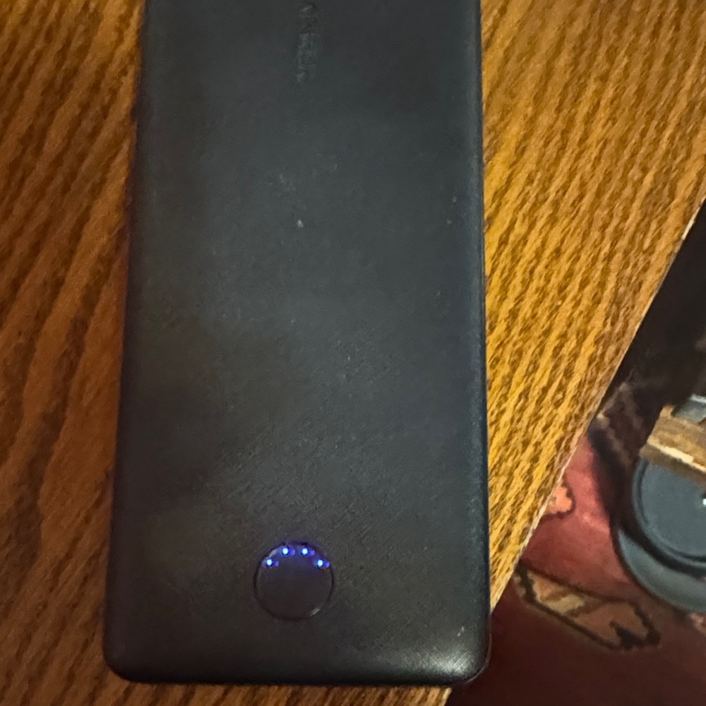 Anker Black Power Bank with Blue Indicator